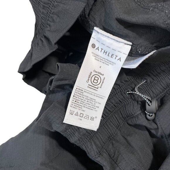 Athleta Womens pants 4 Black Lightweight Nylon Elastic Waist pull on wide leg - Picture 3 of 11